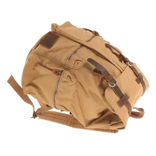 Produktbild: TENDYCOCO Hellbrauner Lässiger Canvas-Rucksack Für Männer Und Frauen Große Schultasche Fronttasche Mit Reißverschluss Bequeme Schultergurte Für Den Außenbereich