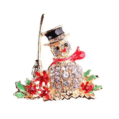 Produktbild: TENDYCOCO Schöne Schneemann Brosche farbige Strass Brosche Pin Breastpin Weihnachtsfeier Schmuck Kleidung Zubehör(Golden)