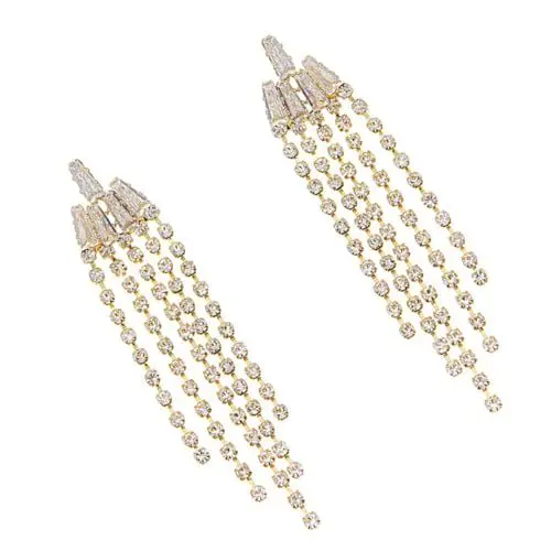 Produktbild: TENDYCOCO Strass-Ohrringe kolczyki damskie quasten ohrringe earrrings ohrringe quasten ohrhänger gold Abschlussball Ohrringe Schmuck-Ohrring Damen Ohrschmuck Frauen Ohrring Dekor Golden