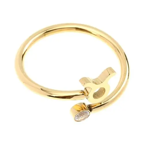 Produktbild: TENDYCOCO Tierkreisring Frauen offener Ring Armband Ringe Sternzeichen Ring rostfreie Ringe für Frauen Astrologie edelstahlringe damenringe Paare Zirkonring verstellbarer offener Ring Golden