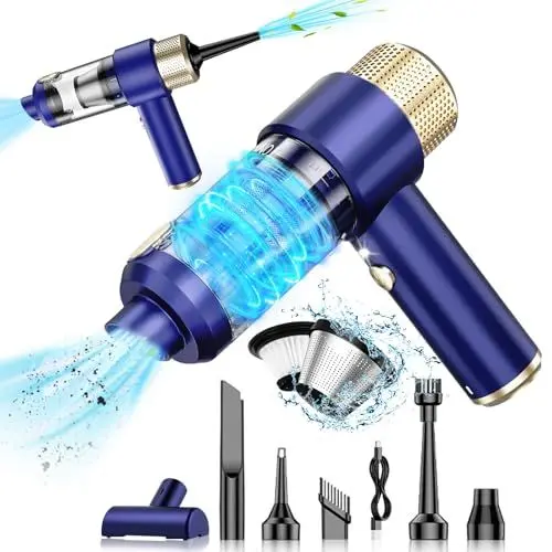 Produktbild: TENGWUDZ Auto Handstaubsauger Stark, 12000PA Handstaubsauger Kabellos Leistungsstark, 4 in 1 Mini Akku Handstaubsauger mit LED Licht, Nass & Trocken Handsauger, für den Auto, Haus, Küche,Tierhaare