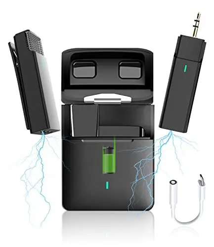 Produktbild: tenlamp Kabelloses Mikrofon, 2.4GHz Kabellos Ansteckmikrofon System, Plug & Play, Ansteckmikrofon mit Geräuschunterdrückung, Lavalier Funkmikrofon für Videoaufzeichnung YouTube Podcast Facebook