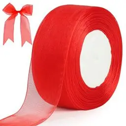 Produktbild: tenn well Geschenkband Rot 40mm, 45M Chiffonband Breit Geschenkband Schleifenband für Geschenkverpackung Brautstrauß Basteln Geburtstag Hochzeit Dekoration
