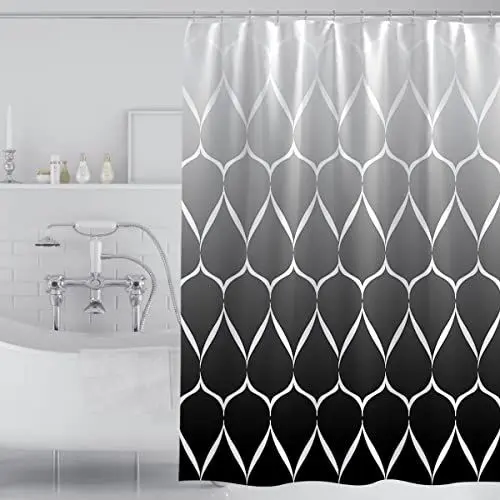 Produktbild: Tennove Duschvorhang 180x200cm Schimmel Beständige Badezimmer Vorhänge Wasserdicht Waschbar Polyester Stoff Duschvorhang für Badewanne und Dusche Stall mit 12 Haken,Gewichteten Saum