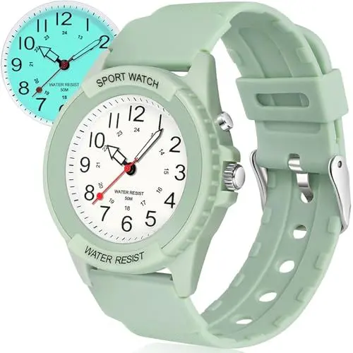 Produktbild: TENOCK Damen Sportliche Armbanduhr,Armbanduhr Analog,Herren Analoge Quarz Uhr,50M Wasserdicht Uhr Armbanduhr mit Nachtlicht für Modischer Casual-Matching oder Sportliche Aktivität (Grün)