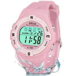 Produktbild: TENOCK Kinder Digitaluhr für Mädchen, LED Sportuhren für Kinder, 50M Wasserdicht Digital Uhren mit Alarm Stoppuhr, Geschenke für Ihre Kinder Alter 4-15(Rosa)