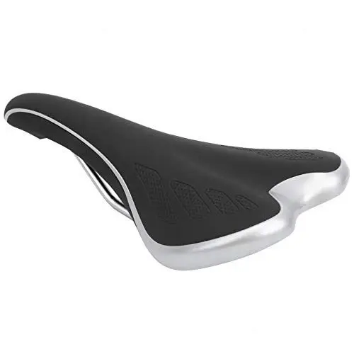 Produktbild: TENP Fahrradsitz, Stromlinienförmiger Mountainbike-Sattel aus PU-Leder mit Eva-Kissen für Mountainbikes für Rennräder(Schwarzes Silber)