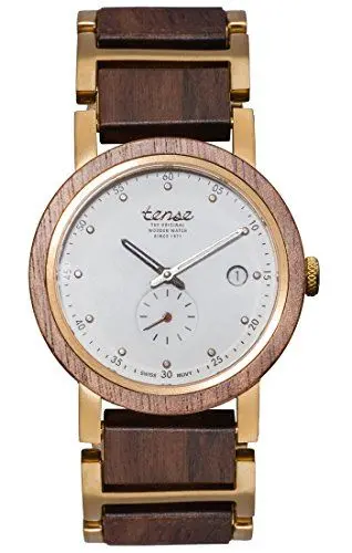 Produktbild: TENSE 'Hudson Walnussholz' Herren Holzuhr Walnussholz Ø 40 mm Armbanduhr aus Holz analog Quarz B4800W-B-B