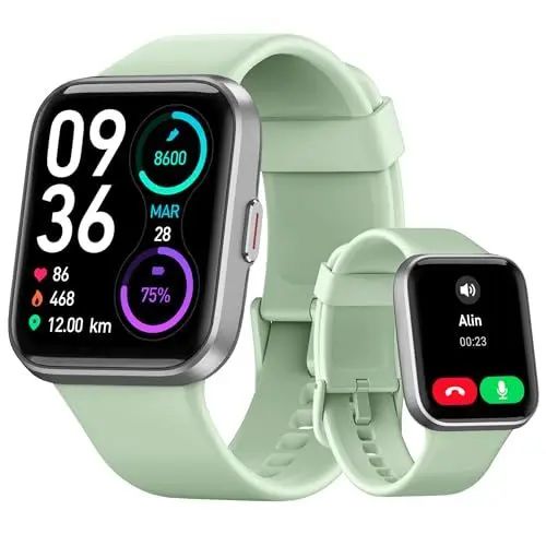 Produktbild: Tensky Smartwatch Damen mit Telefonfunktion 1,8'' Alexa Integriert Herren Fitnessuhr 100 Sportmodi, Pulsmesser, SpO2 Stress Schlafmonitor, IP68 Wasserdicht Schrittzähler für Android iOS Grün
