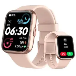 Produktbild: Tensky Smartwatch Damen mit Telefonfunktion 1,8'' Alexa Integriert Herren Fitnessuhr 100 Sportmodi, Pulsmesser, SpO2 Stress Schlafmonitor, IP68 Wasserdicht Schrittzähler für Android iOS, Rosa