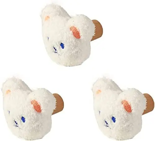 Produktbild: TentHome Garderobenhaken Einzeln Kinder Haken Bär Plüsch Wandhaken kleben Kleiderhaken für Garderobe Kinderzimmer Wanddeko 3er Pack Weiß