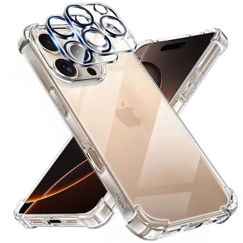 Produktbild: Tentoki Schutzhülle für iPhone 16 Pro Max mit 2 Kameras Pro Maxtector, (integriertes Luftkissen) Anti-Vergilbung, weich, TPU, Bumper Schutzhülle Pro Maxtection für iPhone 16 Pro Max, transparent