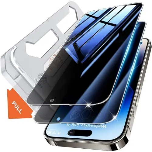 Produktbild: Tentoki sichtschutz für panzerglas iPhone 14 Pro Max 6,7 Zoll, Schutzfolie kompatibel mit Face ID, 25°Anti-Spionage 9H+ iPhone 14 promax SchutzGlas (Privatsphäre) (Auto Dust-Elimination) 2 Stück