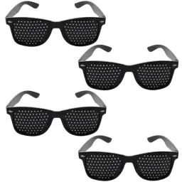 Produktbild: Teokantz 4 Stück Schwarze Rasterbrille Pinhole Glasses, Lochbrille für Augentraining zur Entspannung Gitterbrille mit Faltbaren