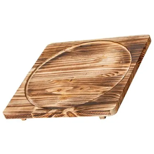 Produktbild: Teppanyaki-Tablett Topf Tischset Holzpfannenkissen Tonpfanne Holztablett Stativ Topf liefern Topfmatte aus Stein Haushalt Schale aus Stein Grillstein Untersetzer Topflappen hölzern