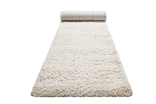 Produktbild: Teppich - Läufer, nachhaltig, modern, einfarbig, kuschelig weich und sehr flauschig, Hochflor bestens geeignet für Wohnzimmer, Schlafzimmer, Kinderzimmer, Matteo (80 x 150 cm, Creme Beige)