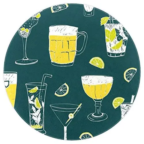 Produktbild: Teppich für Mädchen Schlafzimmer, runder Teppich, runder Teppich für Kinderzimmer, niedliche Raumdekoration,Zitronensaft Sommerfrucht