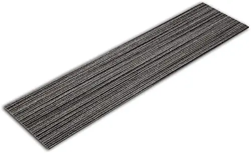 Produktbild: Teppichdielen Maple | Teppichfliesen selbstliegend | Robust & antistatisch | Schnell und ohne Verkleben verlegbar | 100 x 25 cm (20er-Set, Grau-gestreift)
