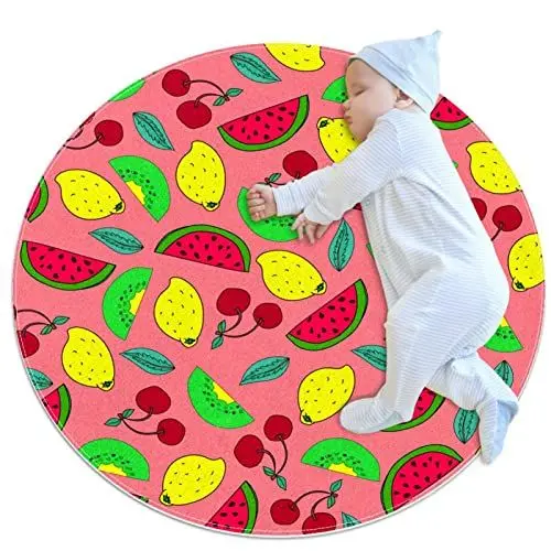 Produktbild: Teppiche für Schlafzimmer, Wohnzimmerteppiche, runder Teppich, runder Teppich,Obst Wassermelone Zitrone Kiwi
