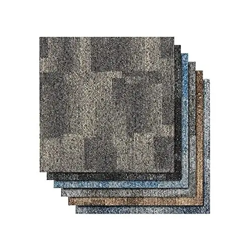 Produktbild: Teppichfliesen 50x50 cm - Santo - selbstliegend & rutschhemmend - Fliesen Teppichboden Auslegware Fußbodenbelag - in vielen Farben erhältlich & kreativ kombinierbar (Jeansblau 81)