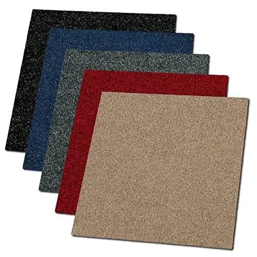 Produktbild: Teppichfliesen Can Can | selbstliegend | Rücken: Bitumen, rutschhemmend | Bodenbelag für Büro und Gewerbe | 50x50 cm | 5 Farben (Rot)