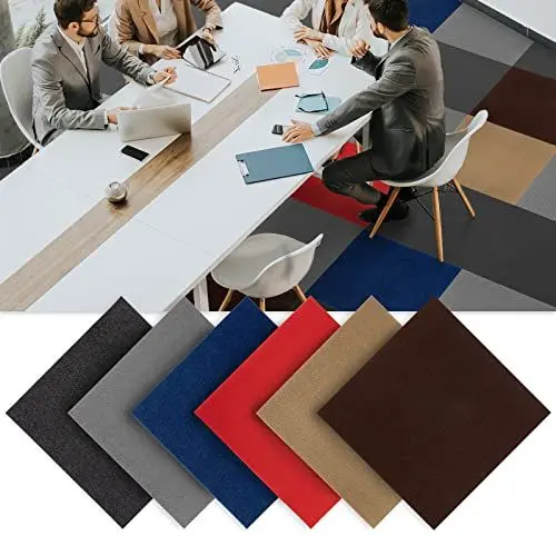 Produktbild: Teppichfliesen Scene - Bodenbelag aus Nadelfilz - 40x40 cm - selbstklebend & antistatisch - Filzfliese für Büro und Gewerbe - Filzteppich (Rot, 1 Stück)