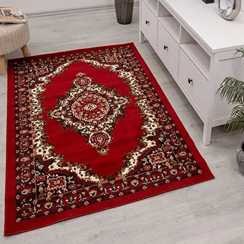 Produktbild: Teppich-Home Orient R8757 Teppich 200x290 cm Florales Muster Webteppich Rot Beige Grau Schwarz