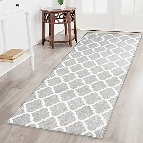 Produktbild: Teppichläufer Navan | Feinschlingen Teppich mit Muster | Läufer für Küche, Flur & Wohnraum | Pflegeleichter Flor (80 x 200 cm)