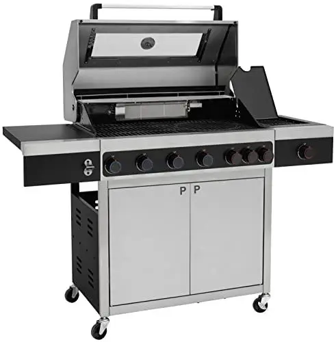 Produktbild: tepro Gasgrill Keansburg 6 SPECIAL EDITION in Edelstahl-Optik, 4 Brenner, 2 POWERZONEN, Infrarot-Brenner (Rückseite+Seite), Edelstahldeckel mit Glasfenster, Thermometer, Maße ca. 152 x 62 x 118 cm