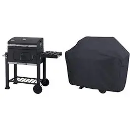 Produktbild: tepro Grillwagen Toronto Click Holzkohlegrill, Anthrazit/Edelstahl & Amazon Basics - Gasgrill-Abdeckung - Klein, Schwarz