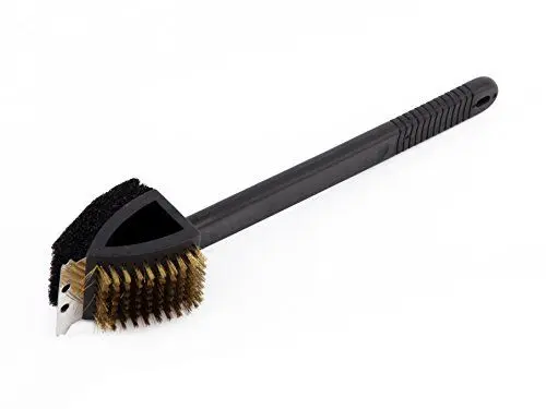 Produktbild: tepro Grillzubehör 3-in-1 Grillreinigungsbürste lang zum Reinigen von Grillrosten, Schwarz