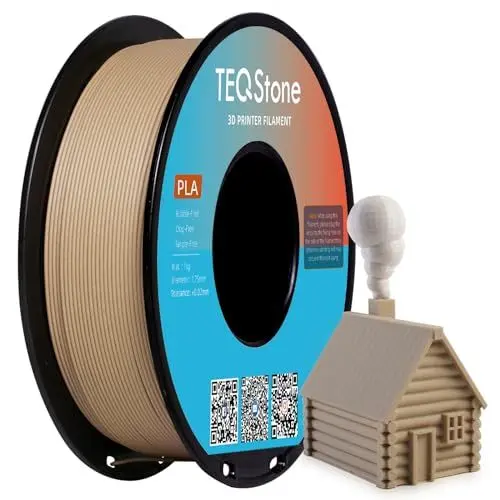 Produktbild: TEQStone Holz Filament PLA 1,75mm 1Kg (Walnuss Farbeton), 15% Echte Holzfaser-Einlage, Durchmesser +/-0,02mm 3D Drucker Filament in Vakuumverpackung