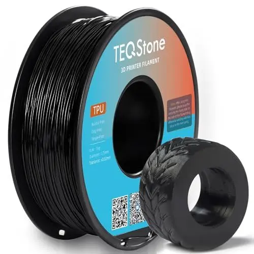 Produktbild: TEQStone TPU Filament 1.75mm Schwarz 1Kg Spule 95A Flexibel Weiches 3D Drucker Filament Maßgenauigkeit +/-0.03mm Vakuumverpackung