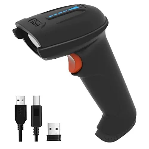 Produktbild: Tera Barcode Scanner 1D 2D QR Wireless Kabellos 2,4 GHz + Wired USB 2,0 Kabelgebunden Handscanner Barcodelesegerät 5 Mil Auflösung 100m Reichweite, Bildschirm-Scannen Unterstützt, D5100