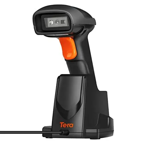 Produktbild: Tera Pro Extreme Leistung 1MP-Kamera Barcodescanner QR 2D 1D Bluetooth Barcode Scanner Wireless 2,4G mit USB Ladestation Hochauflösendes Scannen, HW0007