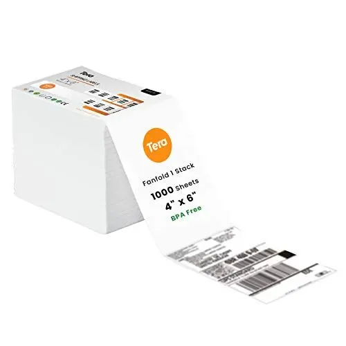 Produktbild: Tera Shipping Labels Thermoetiketten Versandetiketten 100 x 150mm x 1000 Labels für Verschiedene Drucker BPA-Frei Wischfrei Selbstklebende Adressetiketten, BA0003