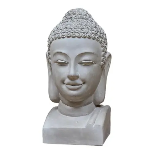 Produktbild: Teramico Gartendekoration Gartenfiguren Statuen aus Beton in Grau - Stern/Buddha/Französische Lilie - absolut frostfest (Buddha)