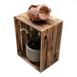 Produktbild: Teramico Holzkiste 50 x 40 x 30cm - Vintage-Look geflammt - Weinkiste Obstkiste Set Dekoration (Einzel - Kiste, Ohne Ablage)