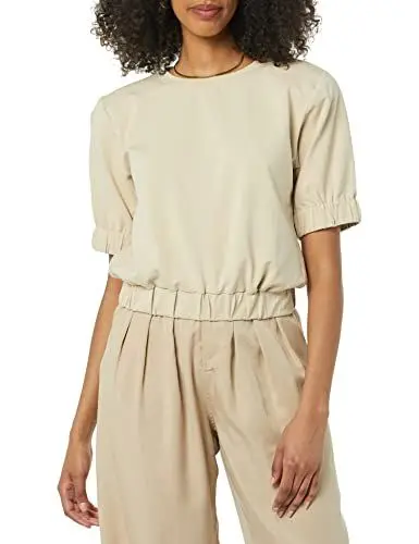 Produktbild: TEREA Charlee Cropped-Oberteil für Damen, elastische Ärmel, Hummus, Größe M