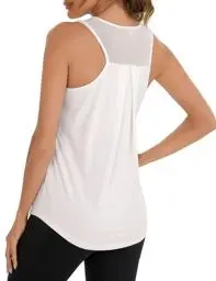 Produktbild: Terecey Damen Sporttop Yoga Tank Top Sommer Leichte Workout Running Laufen Oberteil Ärmelloses Mesh Zurück Sportshirt, Weiß XL