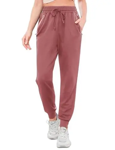 Produktbild: Terecey Jogginghose Damen Lang Sporthose Trainingshose Sommer Fitness Yoga Hose Baumwolle High Waist Freizeithose Laufhosen Frauen Slim Sweatpants, Rosa L