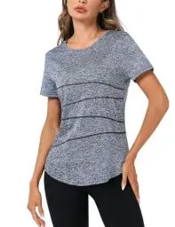Produktbild: Terecey Sportshirt Damen Kurzarm Sport Tshirt Damen Fitness Rundhalsausschnitt Yoga Shirt Damen Locker für Gym Laufen Workout Navy Blau XXL