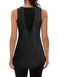 Produktbild: Terecey Tanktop Damen Sommer Trägershirt Locker Athletisch Ringerrücken Tops Ärmelloses Sport Fitness Jogging Oberteil, Schwarz M