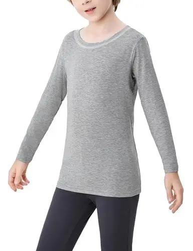 Produktbild: Terecey Thermounterhemd fur Kinder - Sport Thermo Unterwäsche für Jungen und Mädchen - Schnell Trockend Langarm Funktionswäsche und Oberteile Fussball - Warm Weich Atmungsaktiv, Grau XL