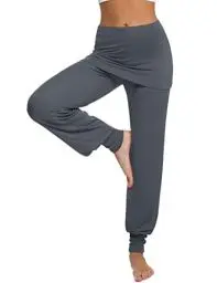 Produktbild: Terecey Yogahose Damen Lang mit Rock Yoga Pants Baggy Jogginghose Damen Bequeme Hose Pumphose Yoga Bekleidung Damen für Yoga Pilates Tanzen Joggen Dunkelgrau XL
