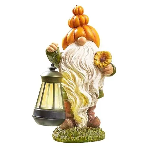 Produktbild: TERESA'S COLLECTIONS Gartendeko für Draußen, Gartenzwerg lustig Wetterfest Figur, Gartenzwerge für Außen mit Solarleuchte,Gartenwichtel mit LED Solarlaterne Solar,Geschenke für Frauen 29cm