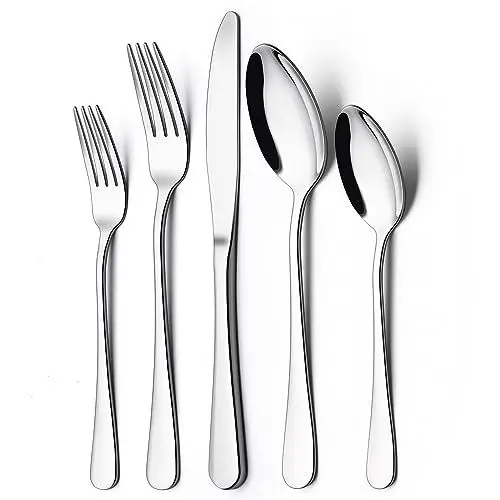 Produktbild: Terlulu Besteck Set, 30-teiliges Besteckset für 6 Personen mit Messer Gabel Löffel, Edelstahl Essbesteck für Familie/Party/Hotel/Restaurant, Spiegelpoliert & Spülmaschinenfest