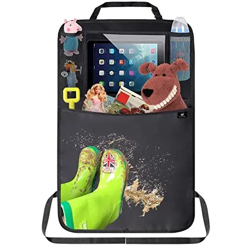 Produktbild: Termichy Rückenlehnenschutz Auto kinder,Auto Organizer,Organizer Auto Rücksitz kinder, Wasserdichtes Plane Kick-Matten-Schutz für Autositz zurück mit große Aufbewahrungstasche (1 Stück,Schwarz)