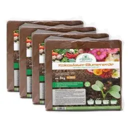 Produktbild: Terra Discount Kokosfaserhumus *Blumenerde* 4X ca.5 Kg (ergibt ca. 280 Liter), Kokoserde als Hochbeeterde und für Pflanzen/Zimmerpflanzen, aus nachwachsenden Rohstoffen, torffrei und ungedüngt
