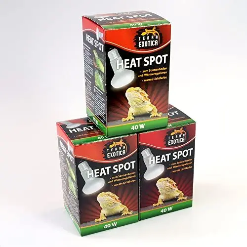 Produktbild: Terra Exotica Heat Spot 40 Watt -3er Pack- Wärmestrahler für Reptilien - 25W, 40W, 60W, 75W, 100W, 150W - Terrarium Wärme Spotstrahler - Terrarienbeleuchtung - Wärmelampe (3, 40 W)
